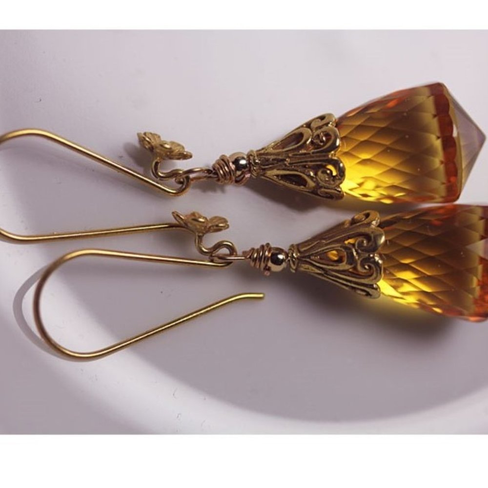 GOLD VERMEIL AND CITRINE EARRINGS